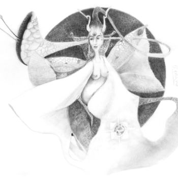 Drawing titled "Nù-Lòng" by Sushma Legendre Mcintosh, Original Artwork, Pencil