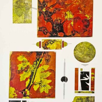 Collages titled "Awakening in Tokyo" by Sushma Legendre Mcintosh, Original Artwork, Collages Mounted on Wood Stretcher frame