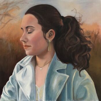 Painting titled "Mathilda sunset" by Susie Radin, Original Artwork, Oil