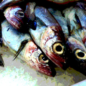 Pintura titulada "peixes" por Suso C. Ben, Obra de arte original, Oleo Montado en Bastidor de camilla de madera