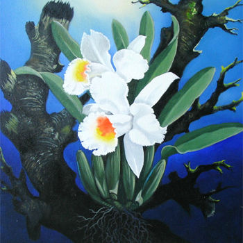 Painting titled "Wild Orchid I" by Suthee Borwornchai, Original Artwork