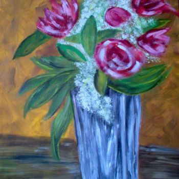 Malerei mit dem Titel "fleurs dans vase" von Bernard Sutter, Original-Kunstwerk
