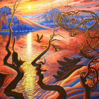 Pintura titulada "Фантазий бурная рек…" por Sergey Suvorov, Obra de arte original, Oleo
