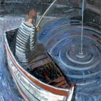 Malerei mit dem Titel "Fisherman" von Alexandra Suvorova, Original-Kunstwerk