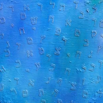 Painting titled "lettres_bleu.jpg" by Emmanuel Suzan, Original Artwork