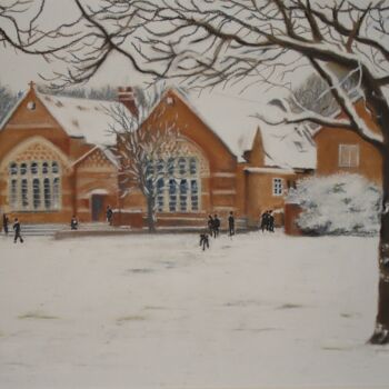 Painting titled "Chapel in the Snow" by Suzanne B Gibbs, Original Artwork, Pastel