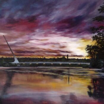 Painting titled "Sundial Bridge, Red…" by Suzanne B Gibbs, Original Artwork, Oil