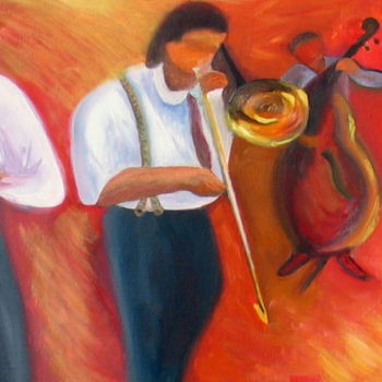 Painting titled "105 JAZZ BAND" by Suzanne Leseve, Original Artwork