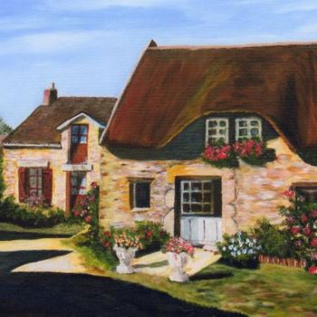 Painting titled "petite maison norma…" by Suzanne Leseve, Original Artwork