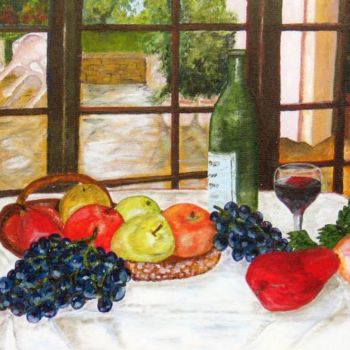 Painting titled "table de fruits" by Suzanne Leseve, Original Artwork