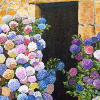 Painting titled "les hortensias" by Suzanne Leseve, Original Artwork