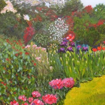 Malerei mit dem Titel "jardin anglais" von Suzanne Leseve, Original-Kunstwerk