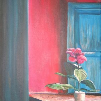 Painting titled "fleur solitaire" by Suzanne Leseve, Original Artwork