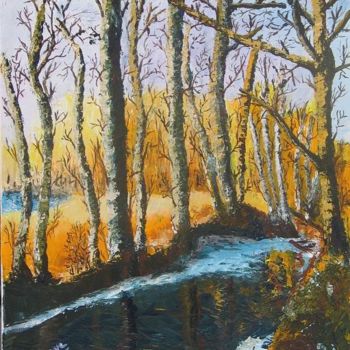 Painting titled "foret en hiver" by Suzanne Leseve, Original Artwork