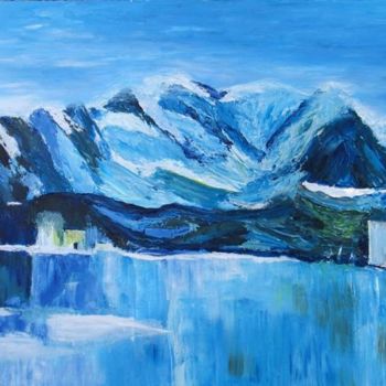 Painting titled "montagnes glaciales" by Suzanne Leseve, Original Artwork
