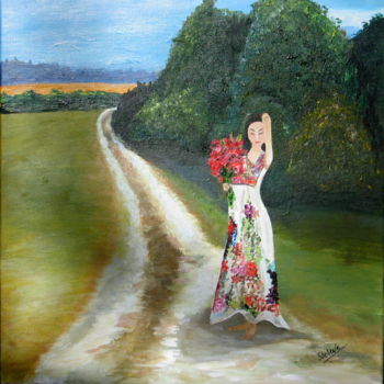 Ζωγραφική με τίτλο "74 promenade a la c…" από Suzanne Leseve, Αυθεντικά έργα τέχνης, Λάδι