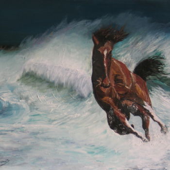 Painting titled "86-cheval-dans-la-t…" by Suzanne Leseve, Original Artwork, Oil