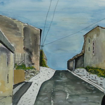 Ζωγραφική με τίτλο "Gasse in Caumont" από Suzanne Piesk, Αυθεντικά έργα τέχνης, Ακουαρέλα