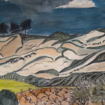 Painting titled "Alpilles" by Suzanne Piesk, Original Artwork, Watercolor