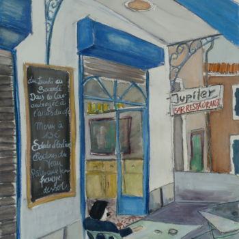 Painting titled "Café Vignières" by Suzanne Piesk, Original Artwork, Watercolor