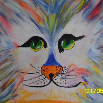 Painting titled "Katzen Gesich einma…" by Suzanne Von Schledorn, Original Artwork, Acrylic