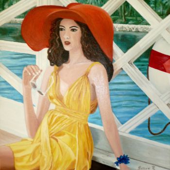 Painting titled "Les vacances" by Suzanne Plante, Original Artwork, Oil