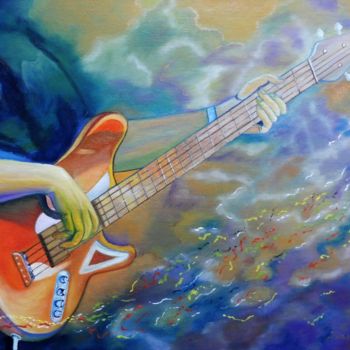 Pintura titulada "Le guitariste" por Suzanne Plante, Obra de arte original, Oleo