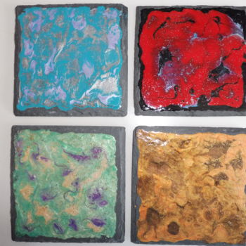 Painting titled "sous-verres." by Suzanne Plante, Original Artwork