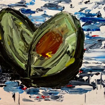 Painting titled "2 Avocados" by Suzy Martin, Original Artwork, Acrylic