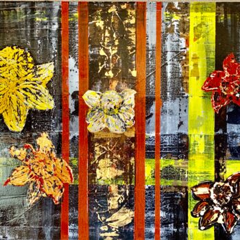 Painting titled "5 Daffodils" by Suzy Martin, Original Artwork, Acrylic