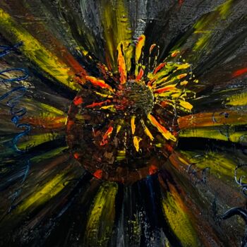 Картина под названием "Sunflower Burst" - Suzy Martin, Подлинное произведение искусства, Акрил Установлен на Деревянная рама…