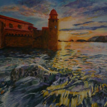 Pittura intitolato "lever du soleil à C…" da Suzy Salgas, Opera d'arte originale, Acrilico