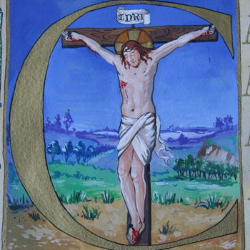 Peinture intitulée "Jean 3:16 ( Lettrin…" par Svetlana Claude, Œuvre d'art originale, Huile