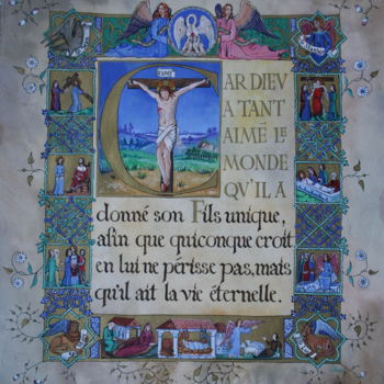 Painting titled "Jean 3:16" by Svetlana Claude, Original Artwork, Oil