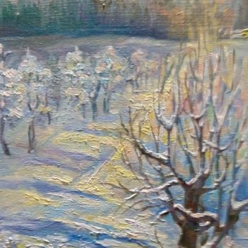 Peinture intitulée ""На закате зимнего…" par Mila Hilgendorff, Œuvre d'art originale, Huile