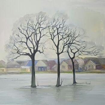 Peinture intitulée "Деревья в воде" par Mila Hilgendorff, Œuvre d'art originale, Acrylique Monté sur Carton