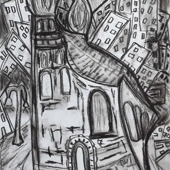 Painting titled "Frauenkirche in Mün…" by Sven W. Dahlke, Original Artwork, Charcoal