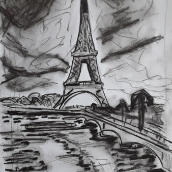 Ζωγραφική με τίτλο "Le symbole de Paris" από Sven W. Dahlke, Αυθεντικά έργα τέχνης, Κάρβουνο