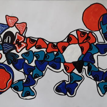 Painting titled "the cat" by Sven W. Dahlke, Original Artwork, Marker