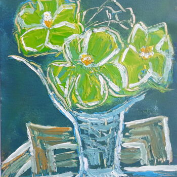 Painting titled "Vase mit Blumen" by Sven W. Dahlke, Original Artwork, Gouache