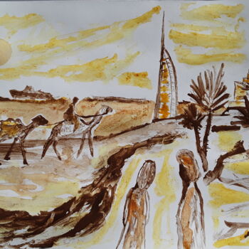 Картина под названием "Dubai Vision" - Sven W. Dahlke, Подлинное произведение искусства, Акварель