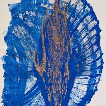 Peinture intitulée "" Bleu précieux "" par Sophius, Œuvre d'art originale, Acrylique Monté sur Châssis en bois