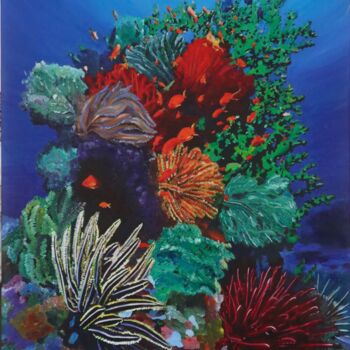 Malerei mit dem Titel "Green Corals" von Sophius, Original-Kunstwerk, Acryl Auf Keilrahmen aus Holz montiert