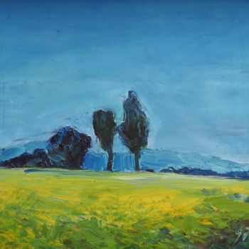 Pittura intitolato "Landscape with colza" da Svetlin Kolev, Opera d'arte originale, Olio