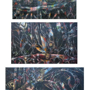 Painting titled "Sisyphus triptych" by Svetlin Kolev, Original Artwork, Oil