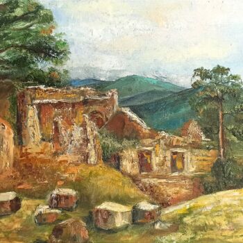 Pittura intitolato "Stone ruins Siedra" da Sveta Makarenko, Opera d'arte originale, Olio