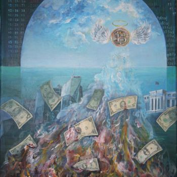 Malerei mit dem Titel "Криптомессия" von Sveta Sokolova, Original-Kunstwerk, Acryl