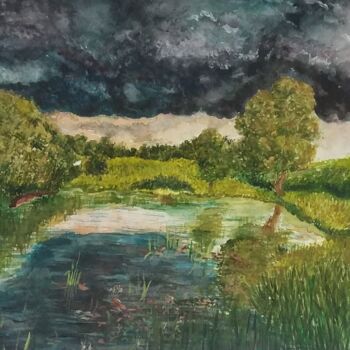 Картина под названием "Перед грозой" - Светлана Светличная, Подлинное произведение искусства, Акварель