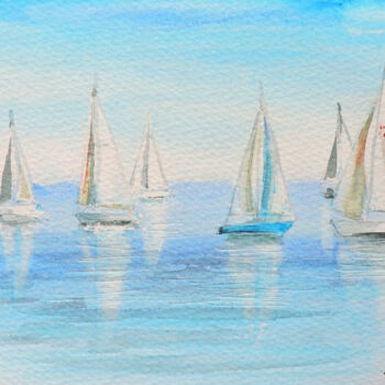 Peinture intitulée "Sailboat original s…" par Svetlana Loginova, Œuvre d'art originale, Aquarelle