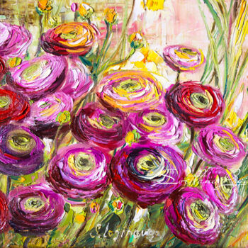 Pittura intitolato "Flower painting flo…" da Svetlana Loginova, Opera d'arte originale, Olio Montato su Telaio per barella i…